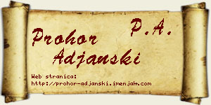 Prohor Ađanski vizit kartica